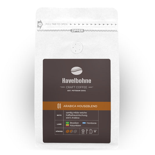 Kaffeetüte mit Arabica Houseblend Kaffee frisch geröstet in Potsdam