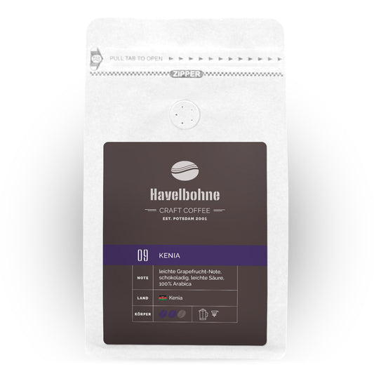 Kaffeetüte mit Kenia Kaffee frisch geröstet in Potsdam