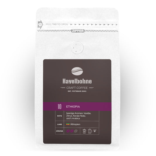 Kaffeetüte mit Ethiopia Yirgacheffe Kaffee frisch geröstet in Potsdam