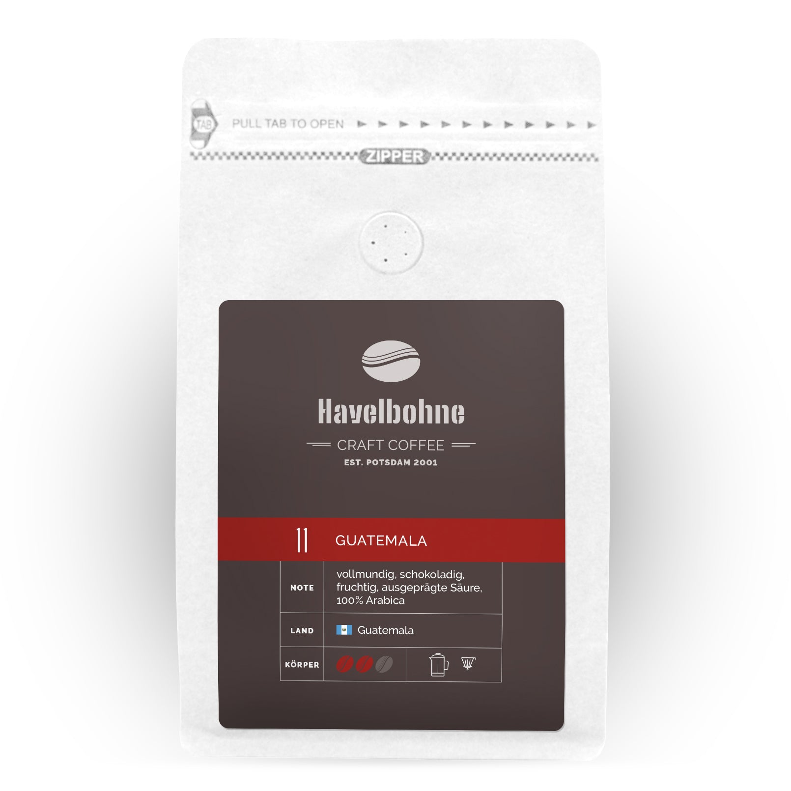 Kaffeetüte mit Guatemala Kaffee frisch geröstet in Potsdam