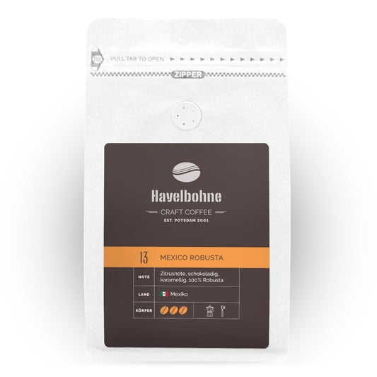 Kaffeetüte mit Mexico Robusta Kaffee frisch geröstet in Potsdam