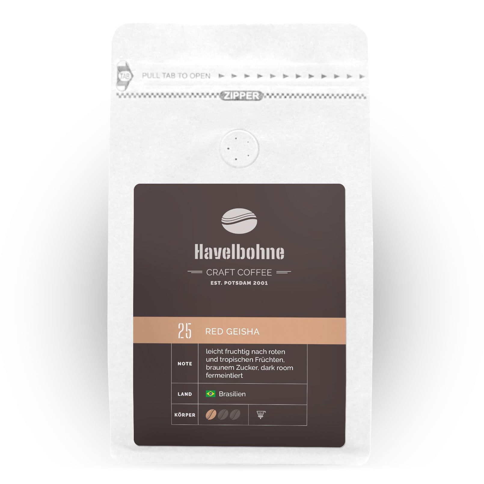 Kaffeetüte mit Red Geisha Kaffee frisch geröstet in Potsdam